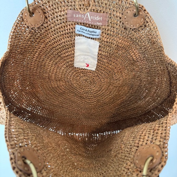 Sans-Arcidet Paris Large Nova Raffia Round Tote Bag Hand-Woven Corroon Collab - Picture 6 of 8